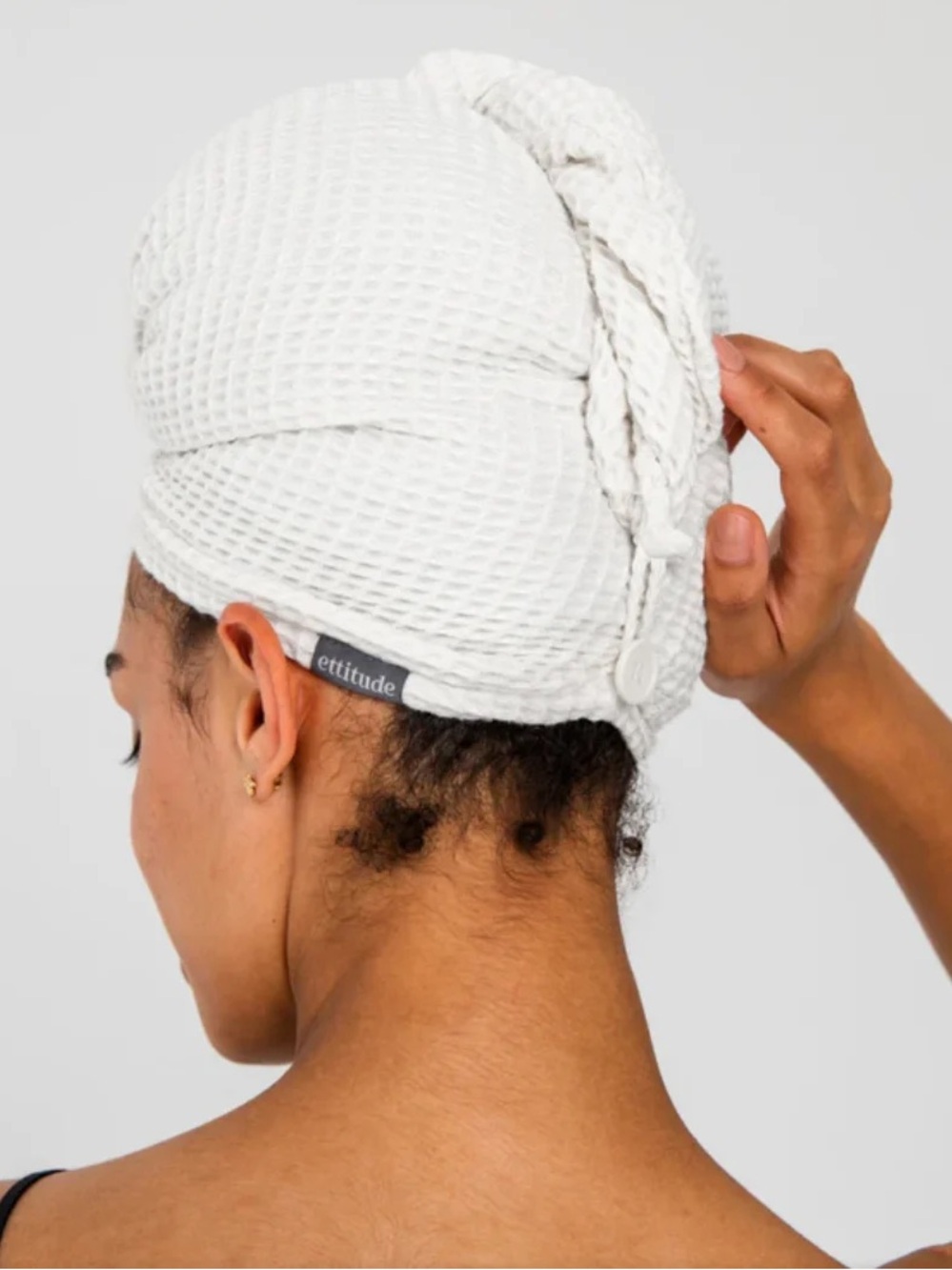 ettitude bamboo waffle hair towel